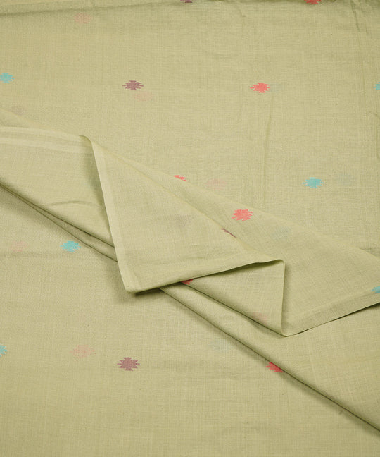 Sage green handloom bengal cotton jamdani fabric