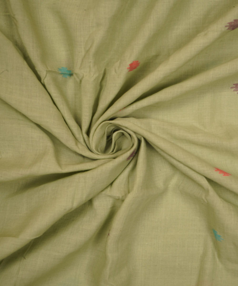Sage green handloom bengal cotton jamdani fabric