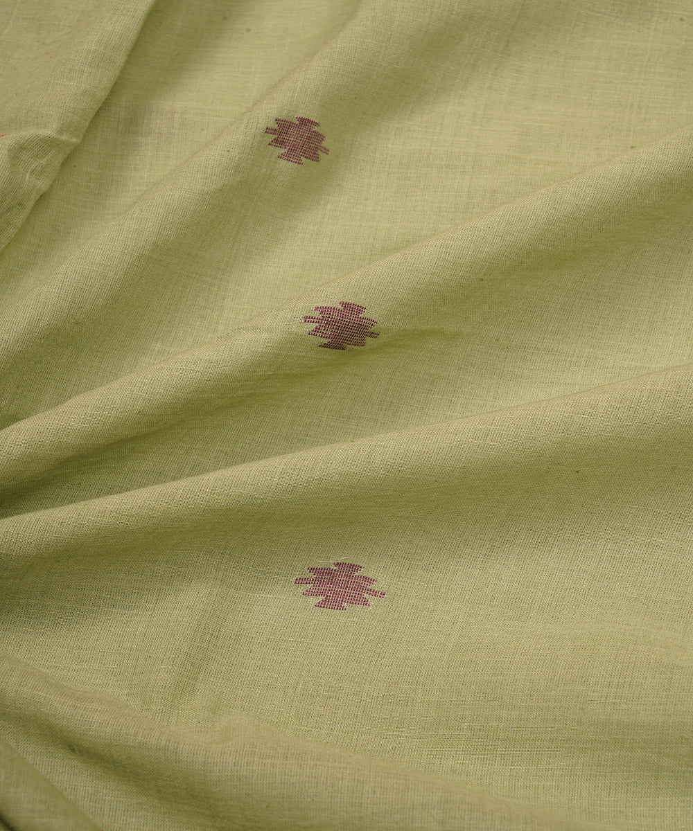 Sage green handloom bengal cotton jamdani fabric