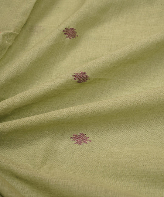 Sage green handloom bengal cotton jamdani fabric