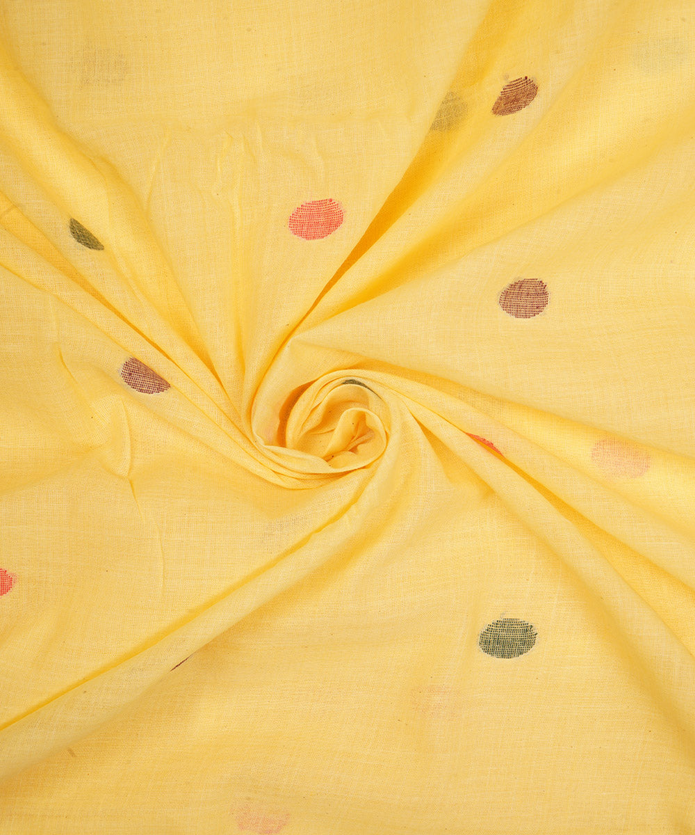 Lemon yellow handloom bengal cotton jamdani fabric