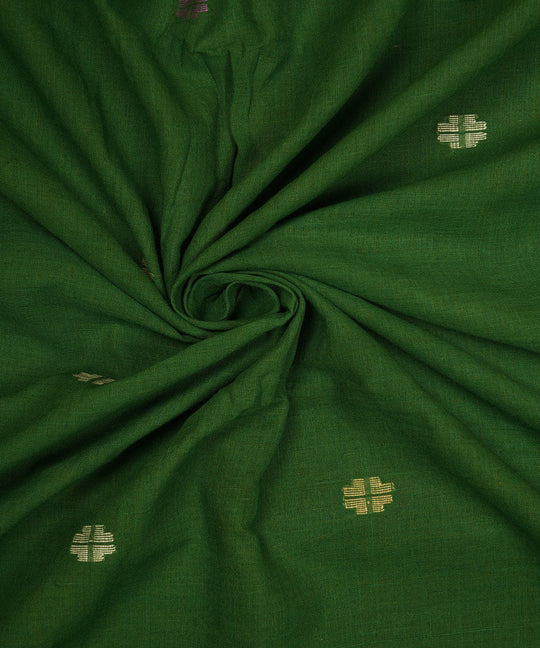 Dark green handloom bengal cotton jamdani fabric