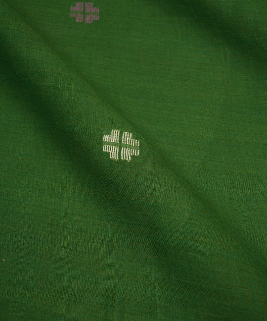 Dark green handloom bengal cotton jamdani fabric