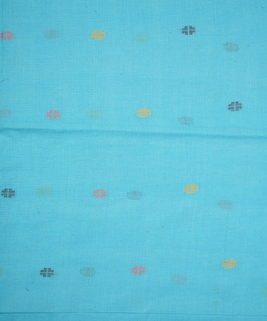 Sky blue handloom bengal cotton jamdani fabric