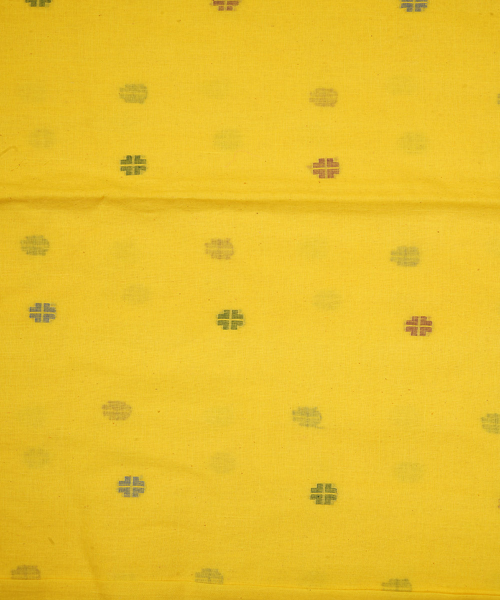 Yellow hand loom bengal cotton jamdani fabric