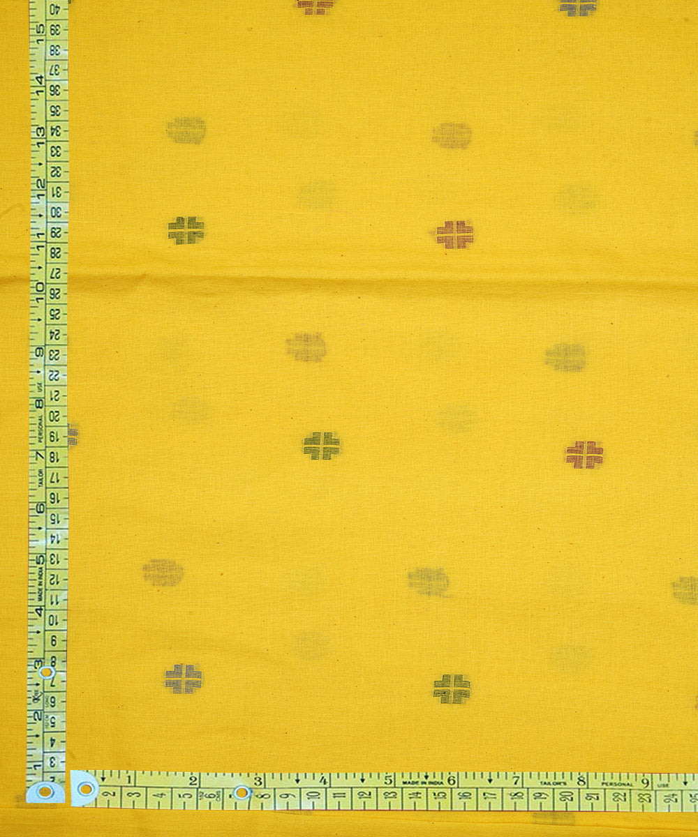 Yellow hand loom bengal cotton jamdani fabric