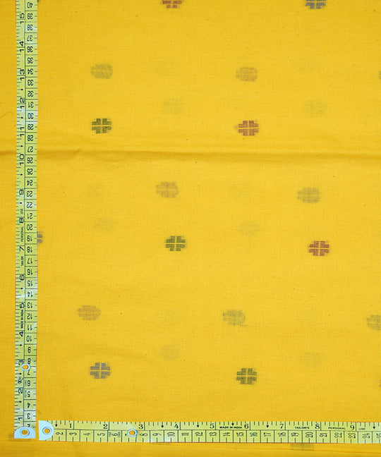 Yellow hand loom bengal cotton jamdani fabric