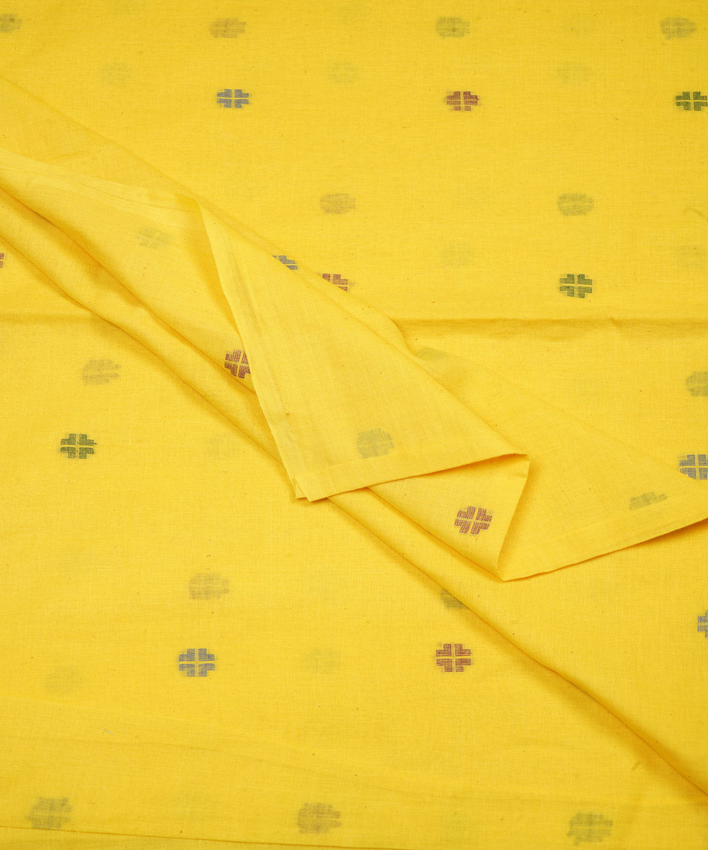 Yellow hand loom bengal cotton jamdani fabric