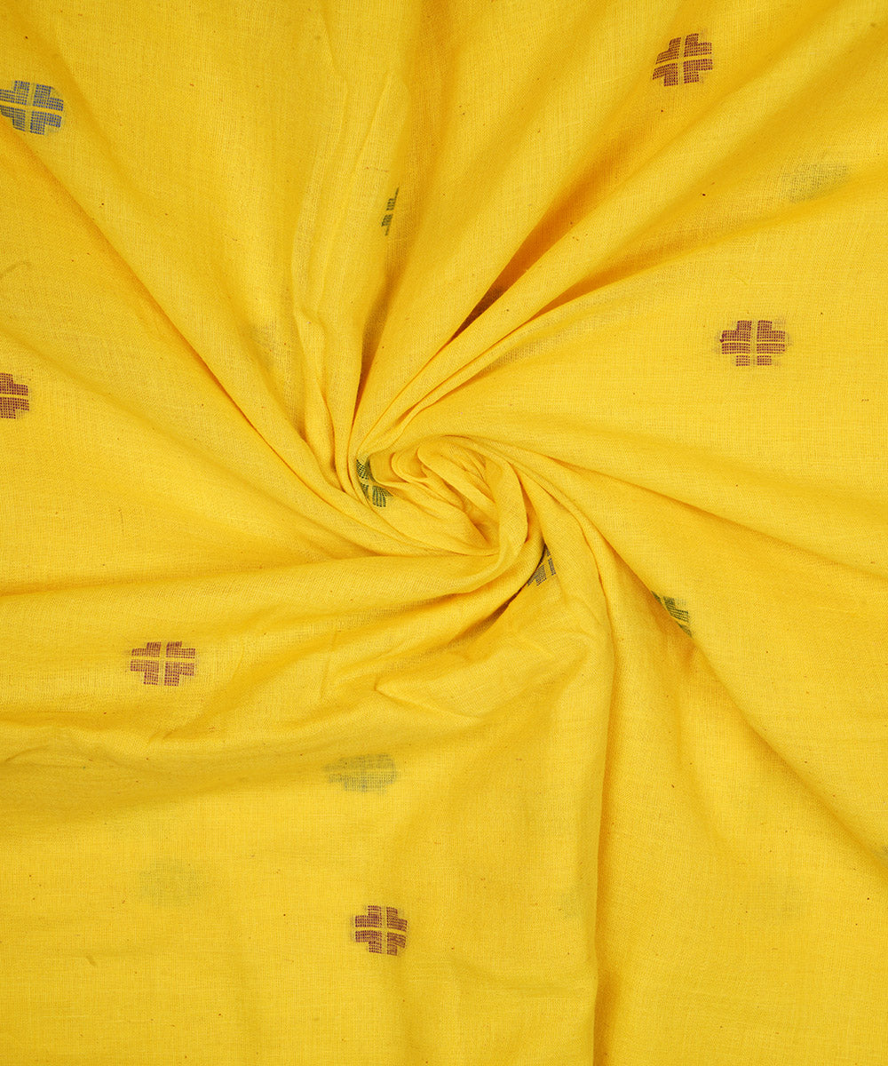 Yellow hand loom bengal cotton jamdani fabric