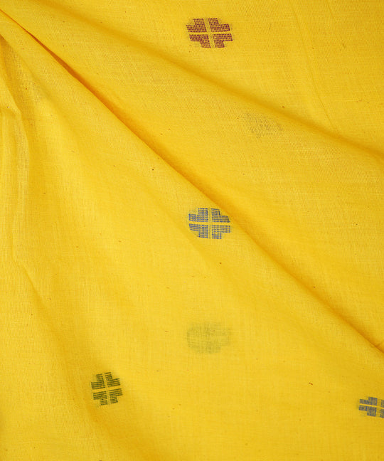 Yellow hand loom bengal cotton jamdani fabric