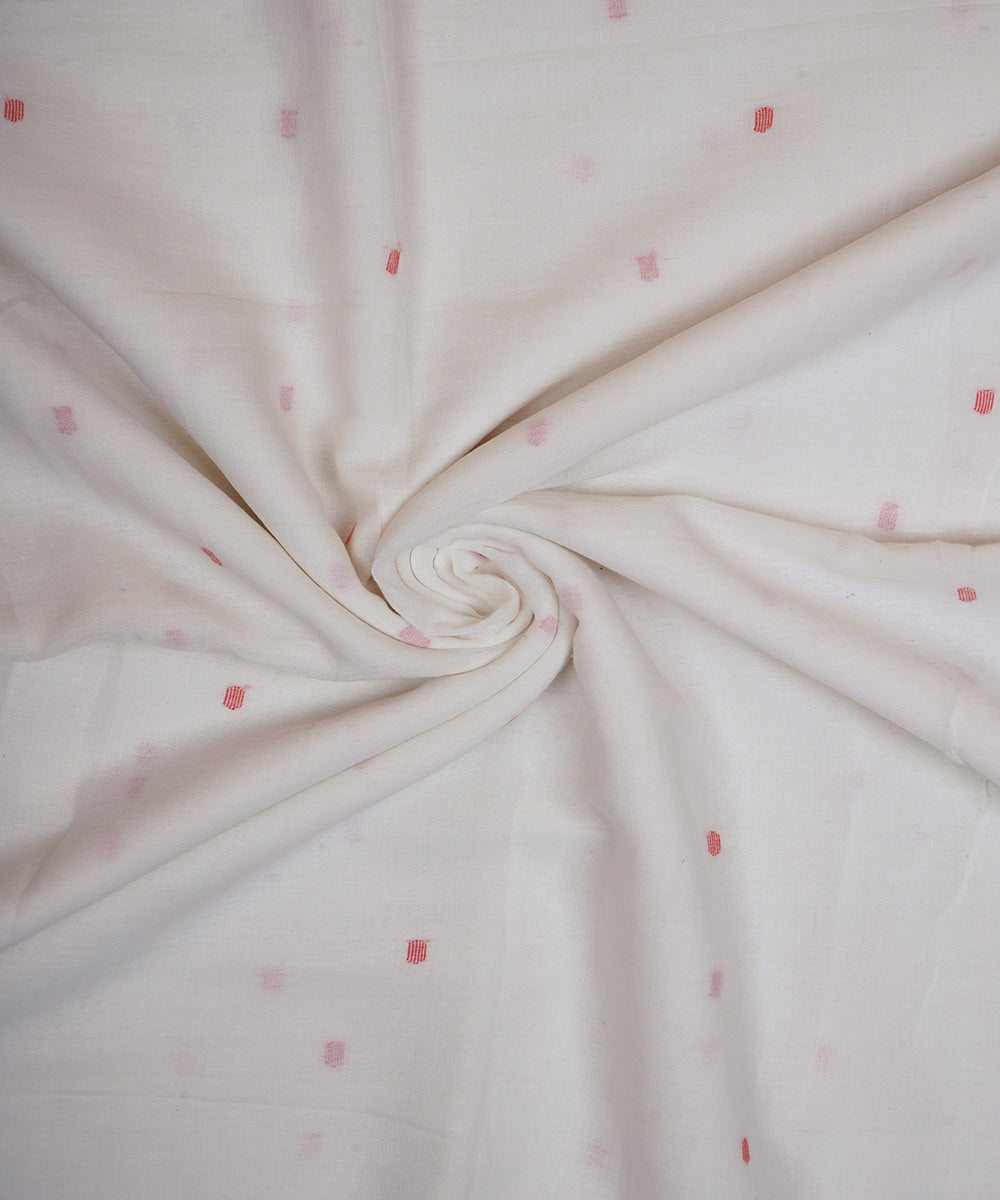 White handwoven bengal cotton border design jamdani fabric