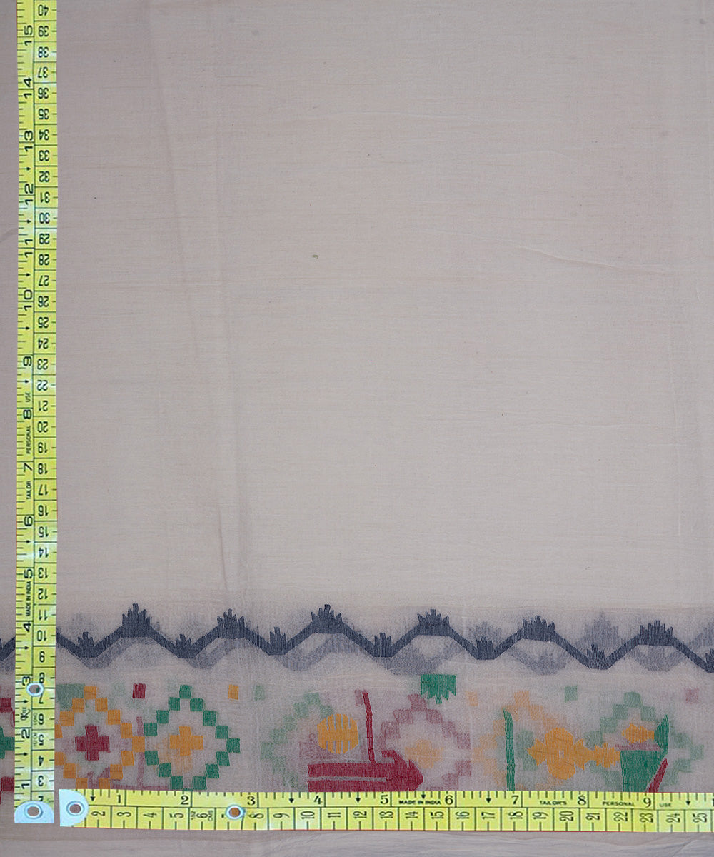 White hand woven bengal cotton border design jamdani fabric