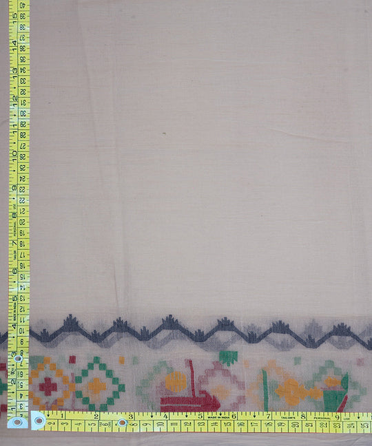White hand woven bengal cotton border design jamdani fabric
