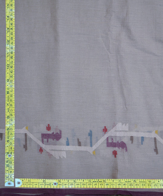 Grey handloom bengal cotton border design jamdani fabric