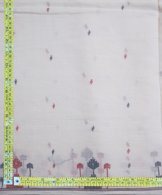 White handloom bengal cotton border design jamdani fabric