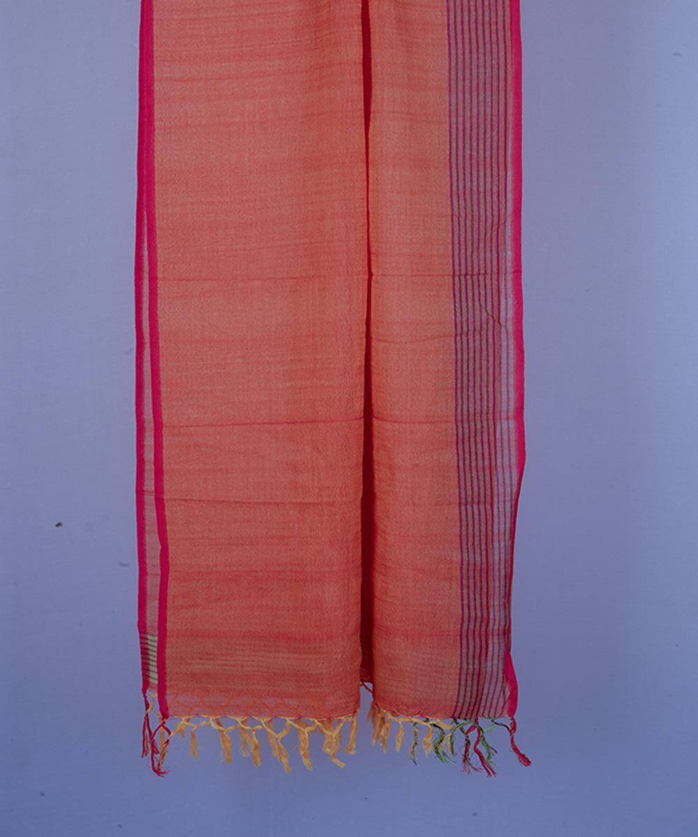 Orange handwoven cotton stole