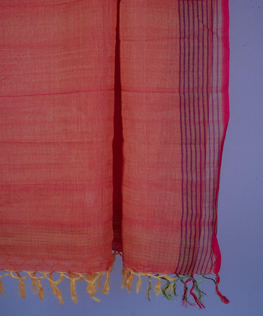 Orange handwoven cotton stole
