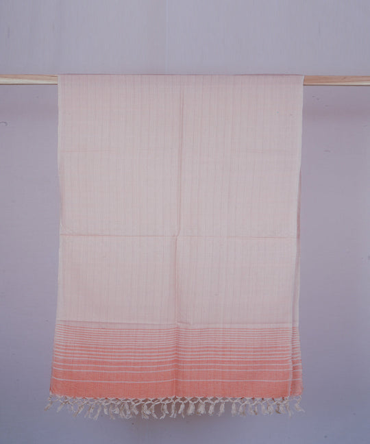 Beige multicolor handwoven cotton stole