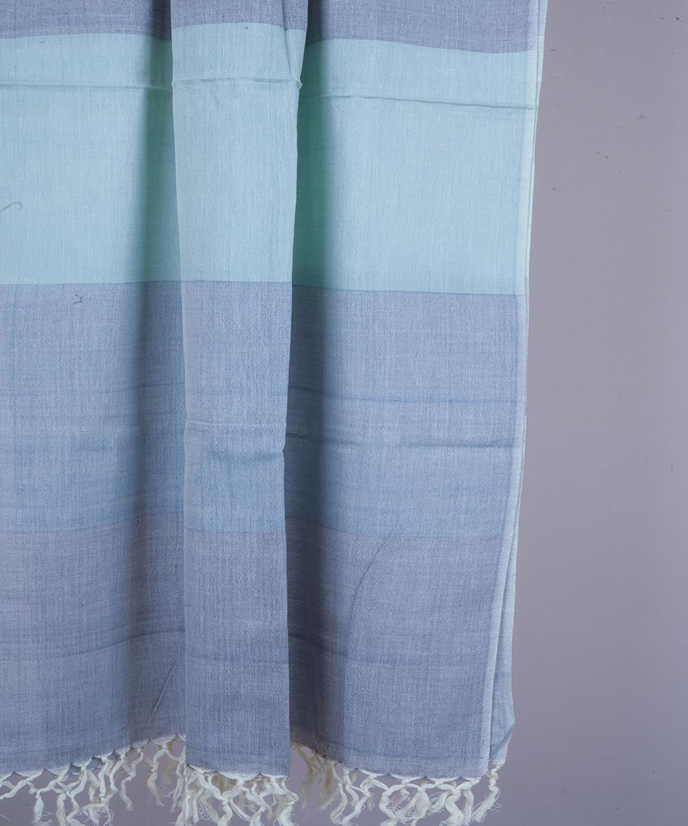 Shades of blue handwoven cotton stole