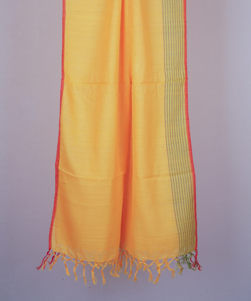 Green yellow handwoven cotton stole