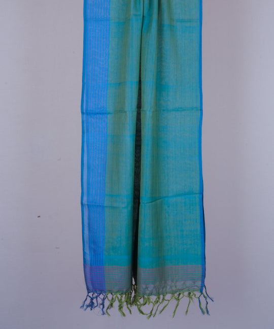 Blue green hand woven cotton stole