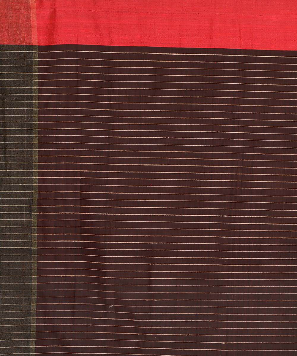 Red orange handwoven tussar silk saree