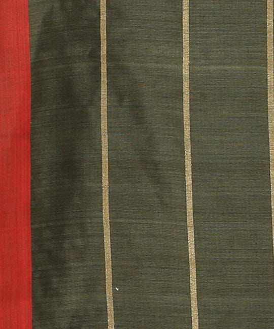 Olive green handwoven tussar silk saree