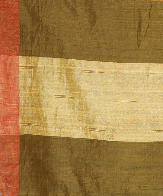 Lemon yellow handwoven tussar silk saree