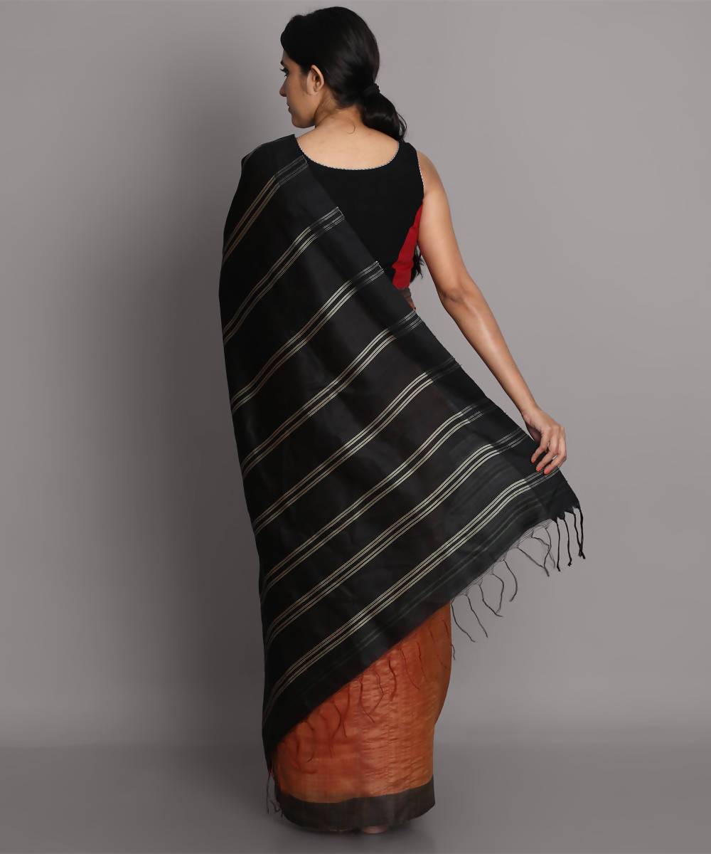Light brown handwoven tussar silk saree