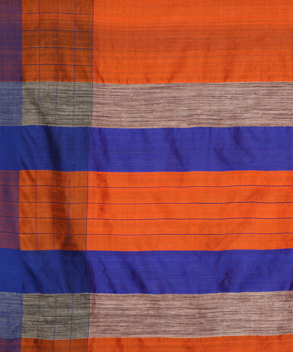 Orange handwoven tussar silk saree