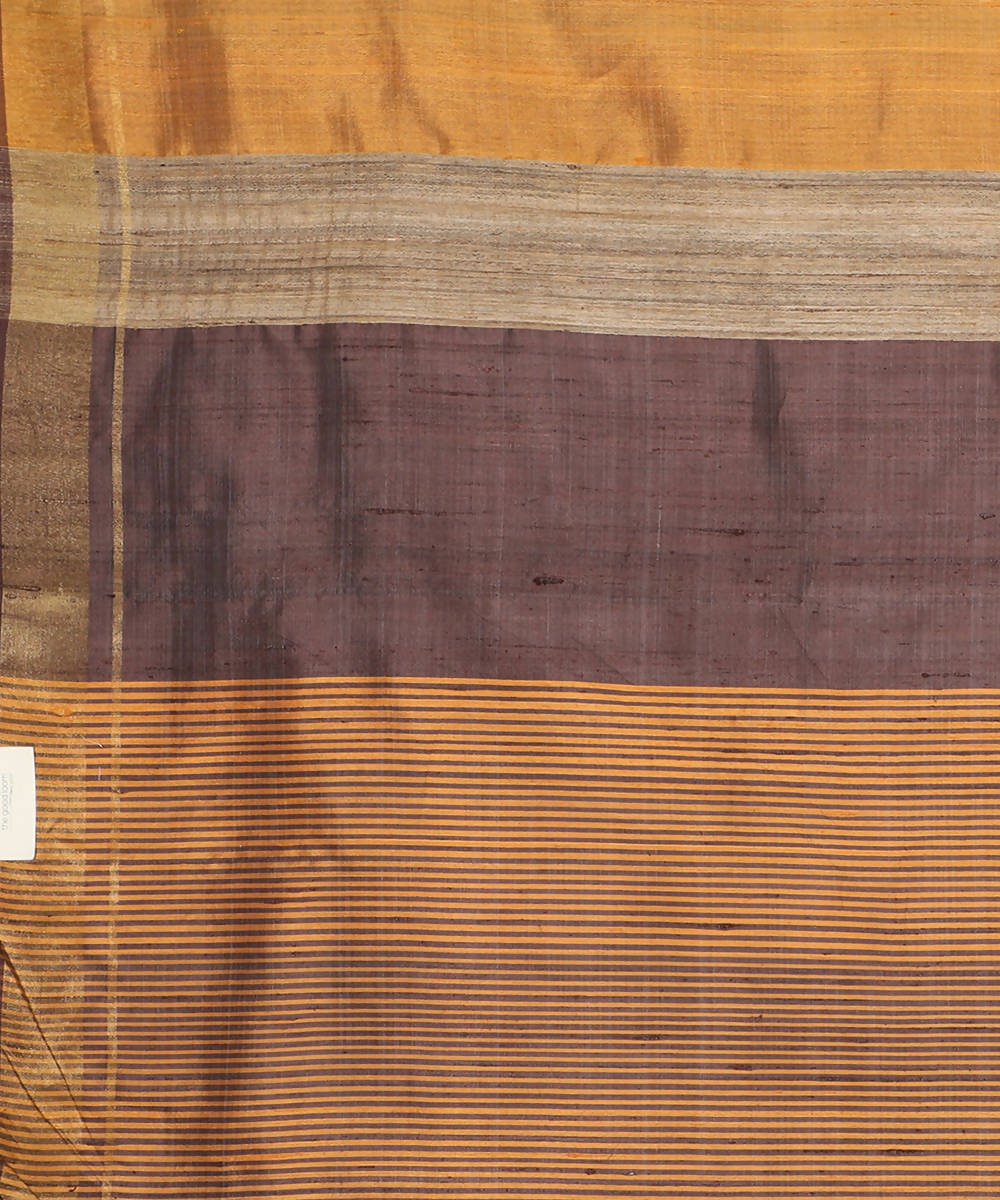 Yellow gold handwoven tussar silk saree