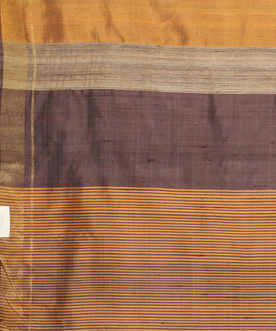 Yellow gold handwoven tussar silk saree