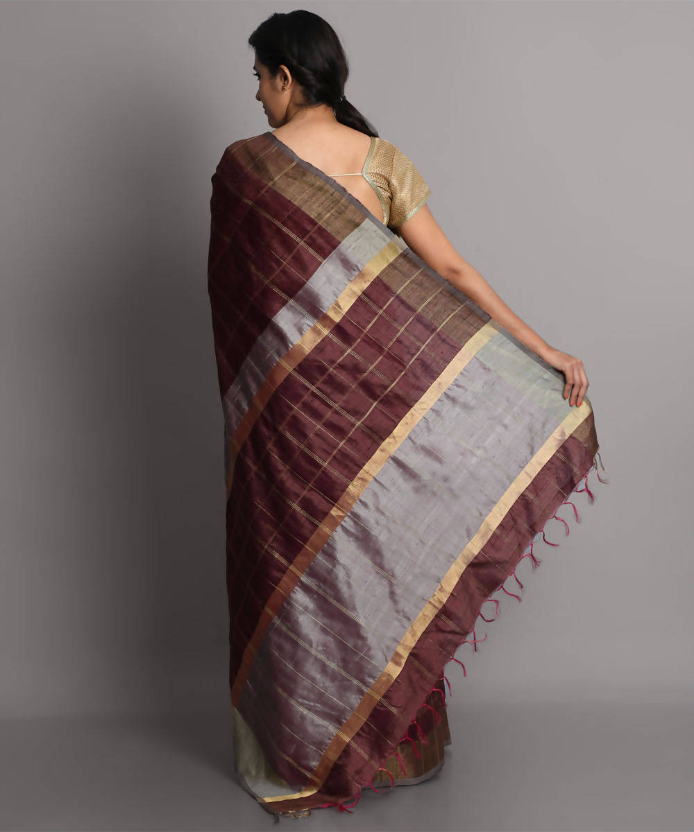 Mauve handwoven tussar silk saree