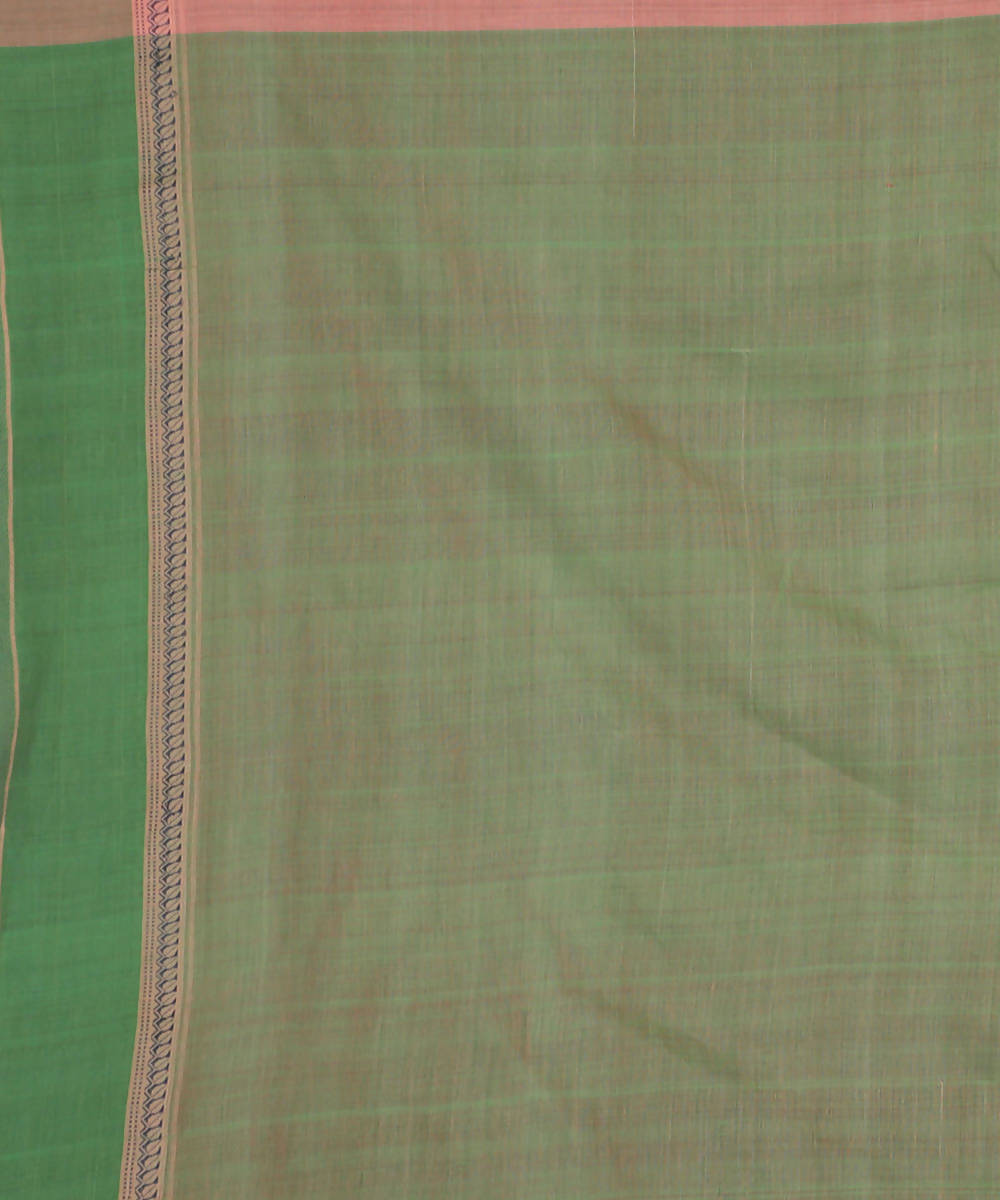 Peach cotton handwoven saree