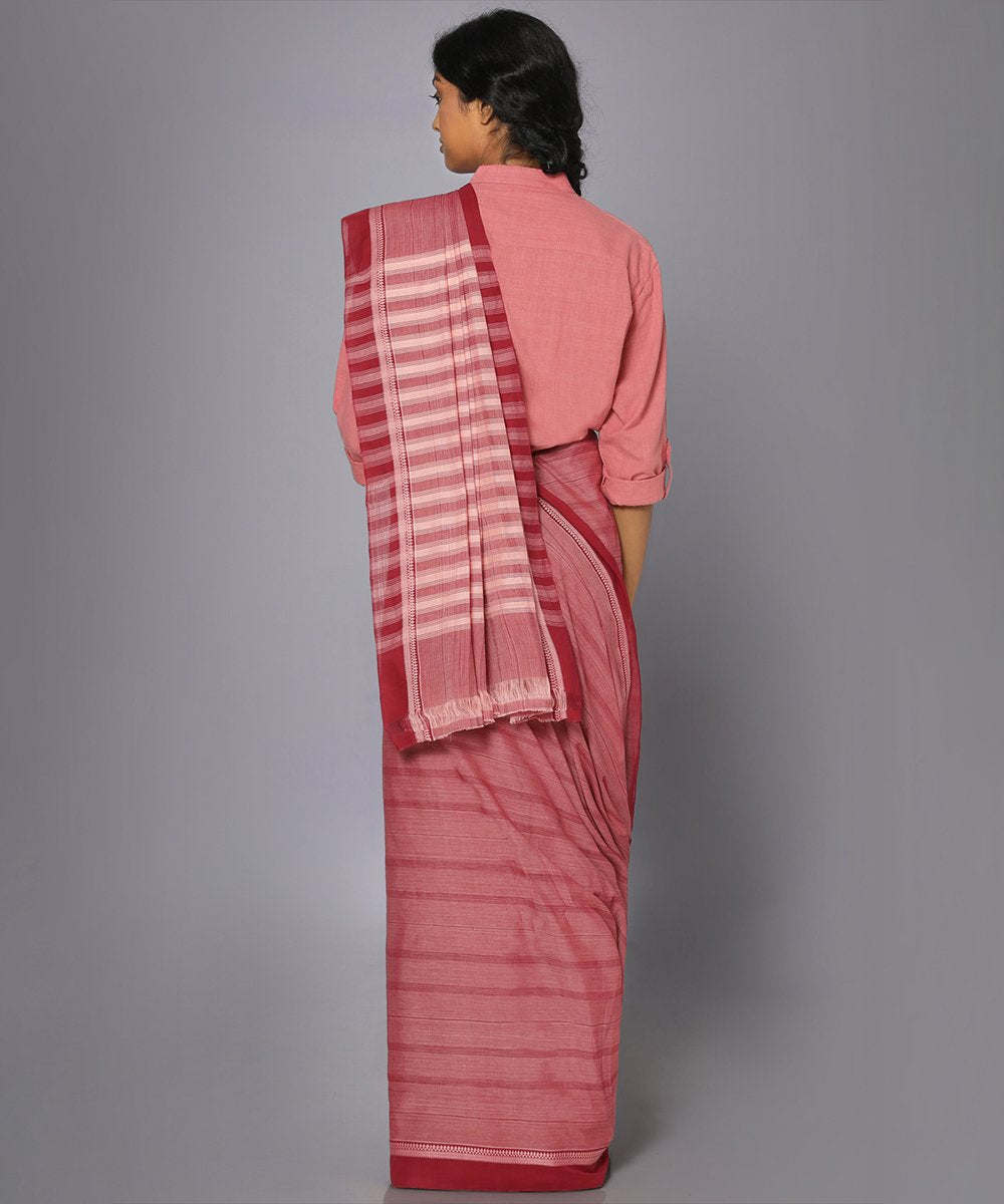 Auburn red mangalgiri cotton saree