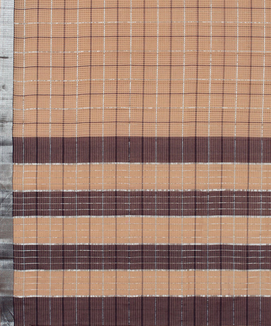 Beige handwoven cotton mangalagiri saree