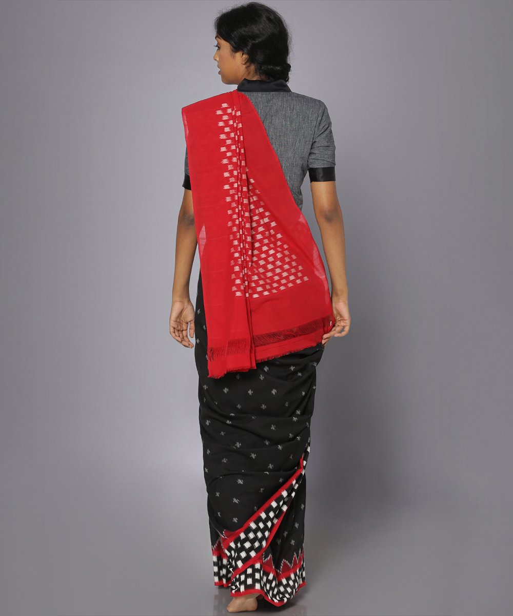 Black ikat cotton saree