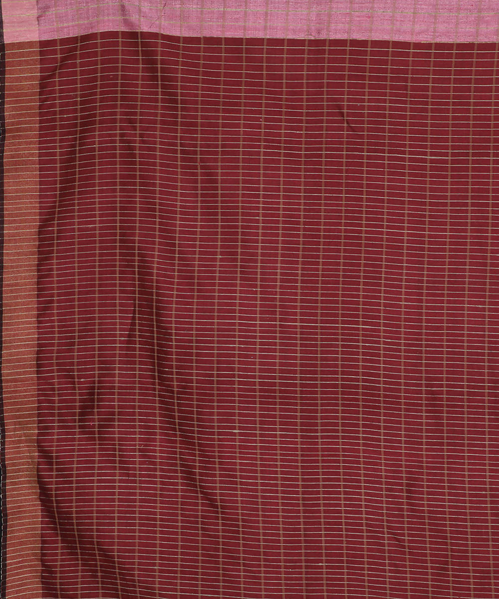 Rose pink handwoven tussar silk saree