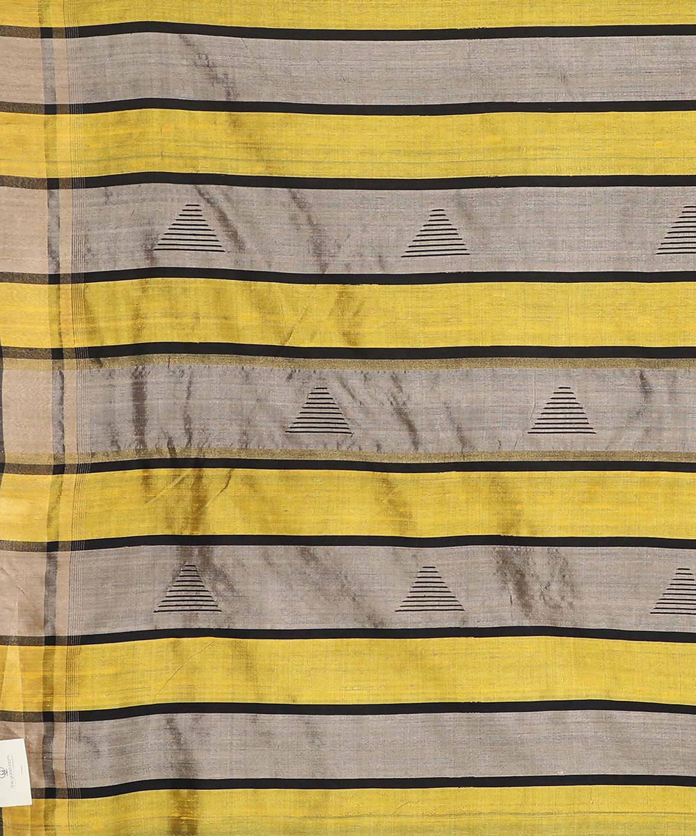Golden yellow handwoven tussar silk saree