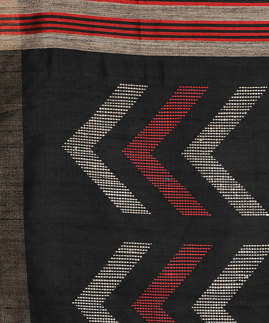 Red maroon handwoven tussar silk saree