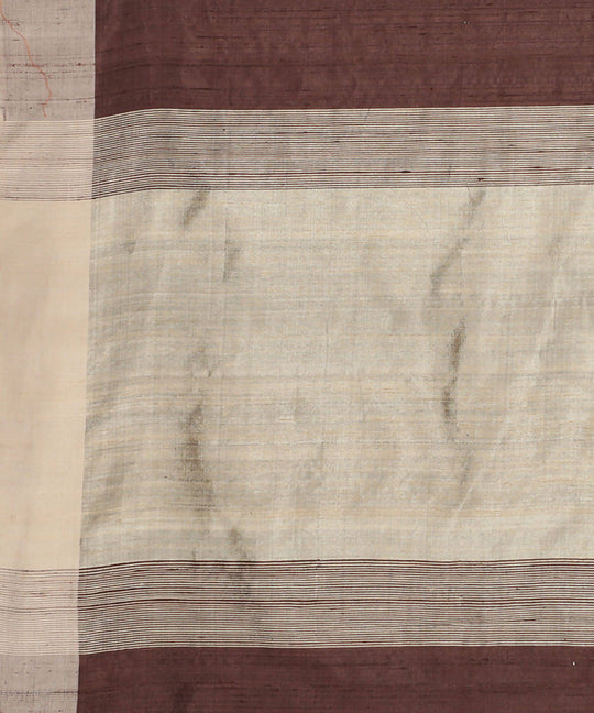 Dark brown handwoven tussar silk saree