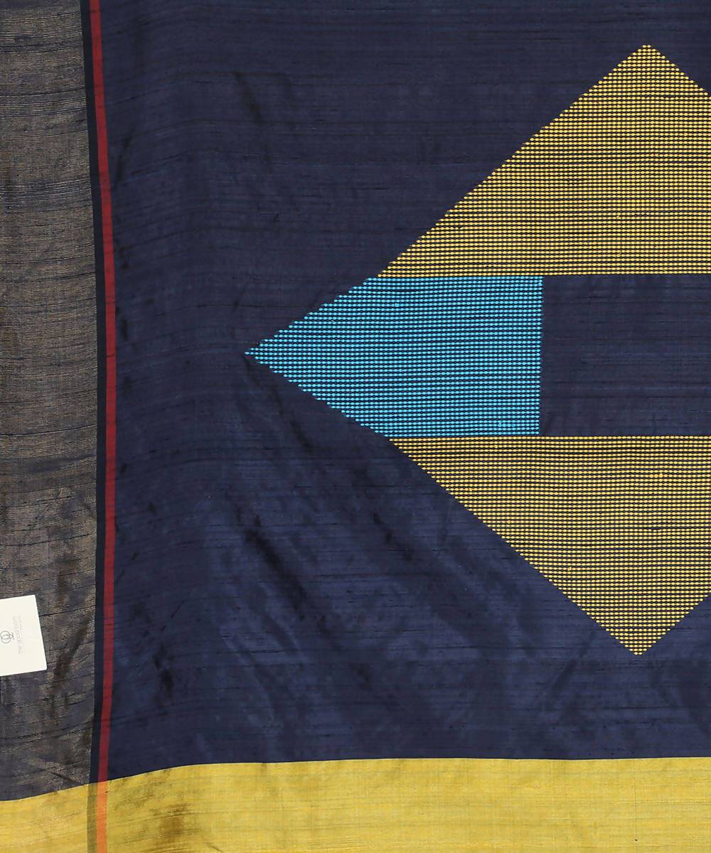 Yellow handwoven tussar silk saree