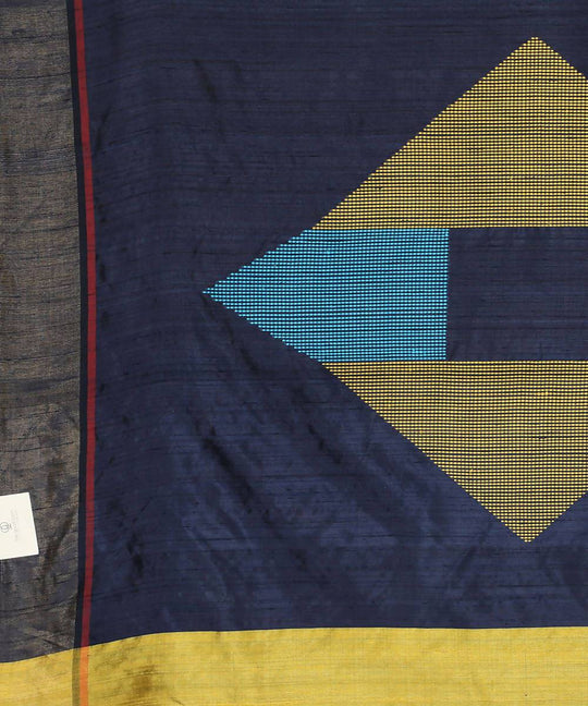 Yellow handwoven tussar silk saree