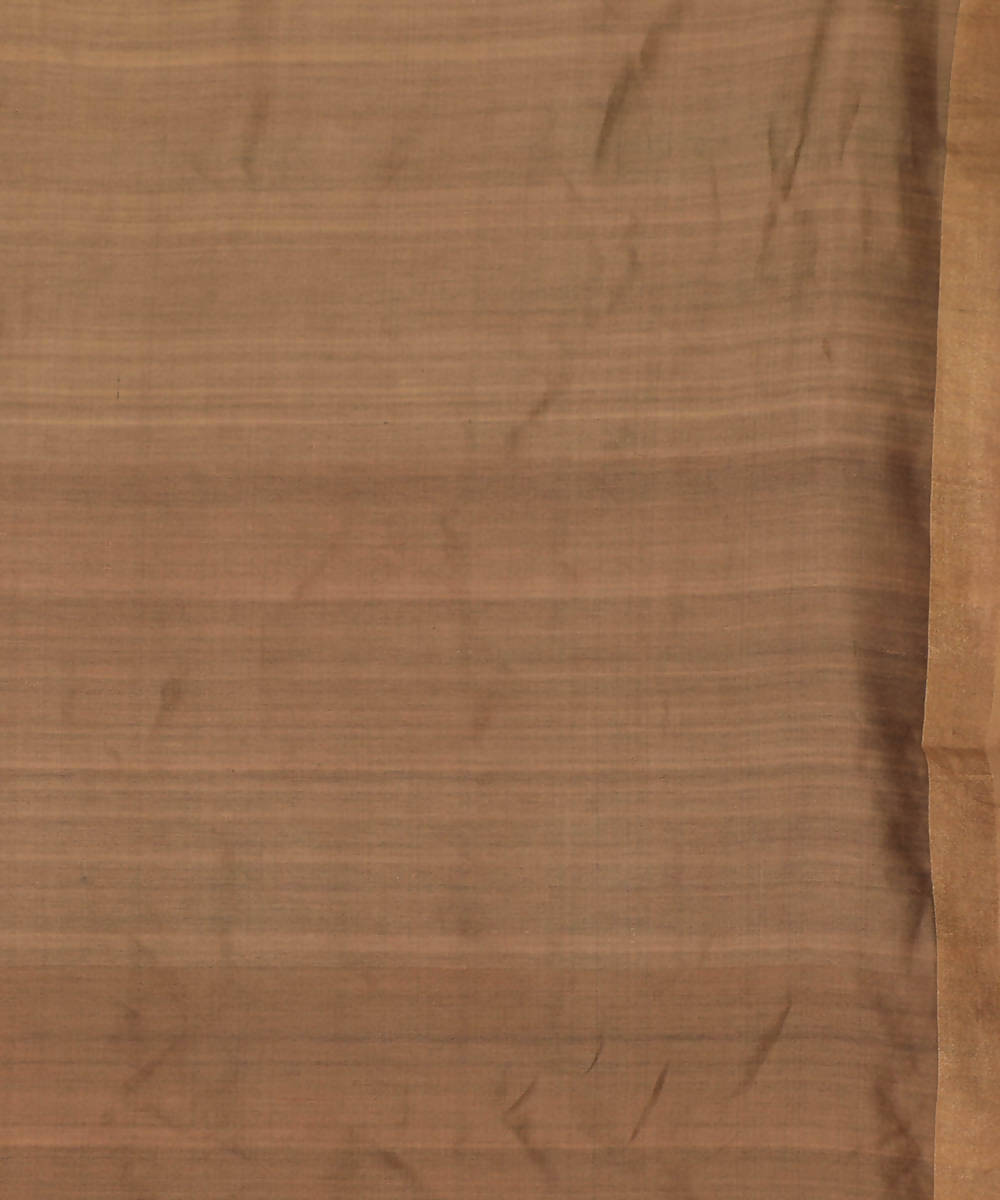 Dark brown handwoven tussar silk saree
