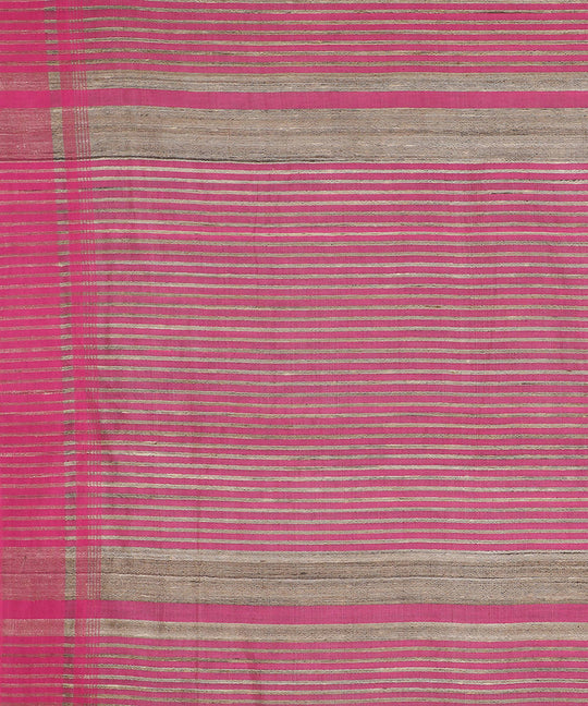 Beige and pink handwoven tussar silk saree