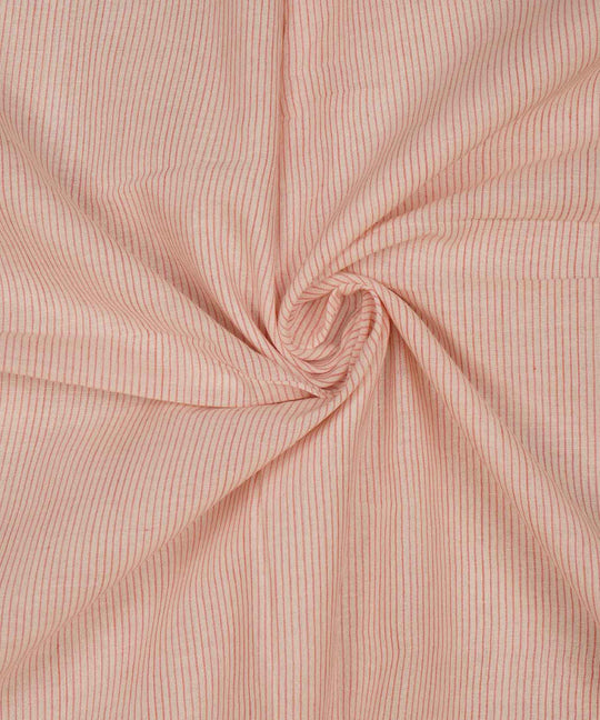 White pink stripes handspun handwoven bengal cotton fabric