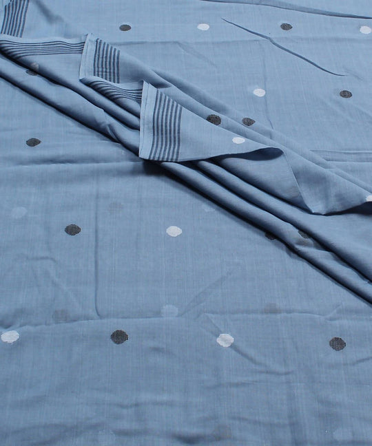 0.62m Blue grey jamdani handloom cotton fabric