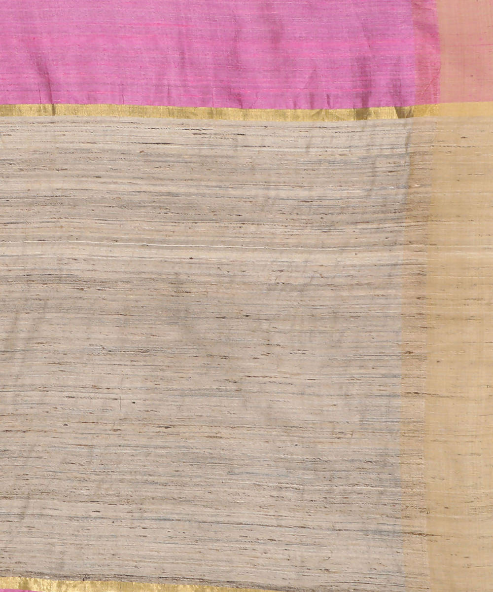 Pink handwoven tussar silk saree