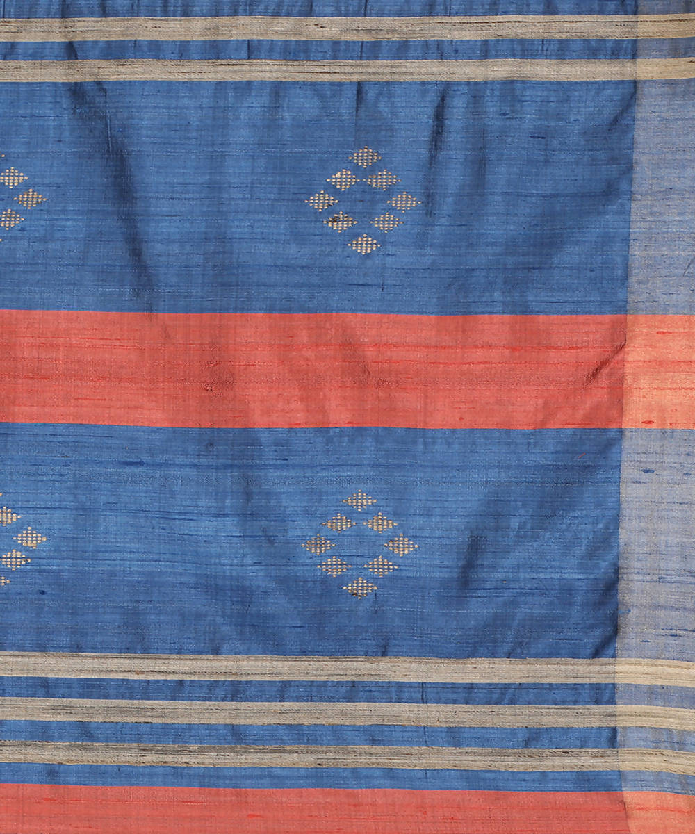 Rust handwoven tussar silk saree