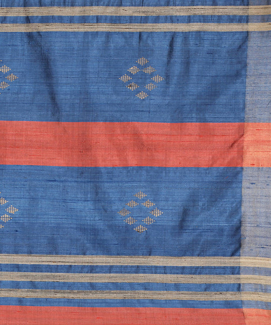 Rust handwoven tussar silk saree